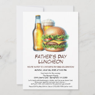 Uitnodiging voor Vaderdag BBQ – Hamburgers, Drankj