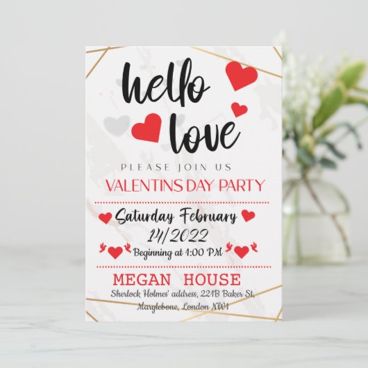 Uitnodiging voor Valentijnsdag (Staand voorkant)