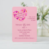 Uitnodiging voor Valentijnsdagfeest met roze harte (Staand voorkant)