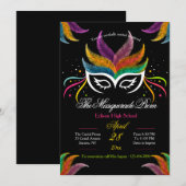 Uitnodiging voor verenmasker galabal Maskerade Pro (Voorkant / Achterkant)