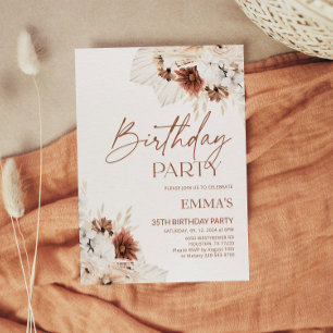 Uitnodiging voor verjaardag Boho Pampas