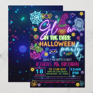 Uitnodiging voor verjaardag met Halloween Glow in 