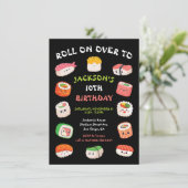 Uitnodiging voor verjaardag Sushi (Staand voorkant)