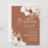 Uitnodiging voor verjaardag Terracotta Boho Pampas (Voorkant)