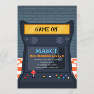 Uitnodiging voor verjaardag van arcade-spel