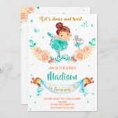 Uitnodiging voor verjaardag van Ballerina (Voorkant / Achterkant)