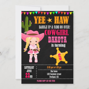 Uitnodiging voor verjaardag van Cowgirl Land Weste