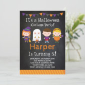 Uitnodiging voor verjaardag van Halloween, Costume (Staand voorkant)