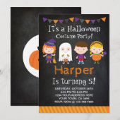 Uitnodiging voor verjaardag van Halloween, Costume (Voorkant / Achterkant)