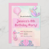 Uitnodiging voor verjaardag van het regenboogmeisj (Voorkant / Achterkant)