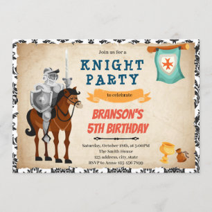 Uitnodiging voor verjaardag van het thema Knight p