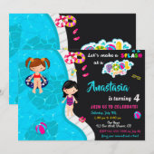 Uitnodiging voor verjaardag van poolpartij (Voorkant / Achterkant)