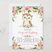 uitnodiging voor verjaardag van uil (Voorkant)