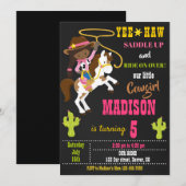 Uitnodiging voor verjaardag Wild West rodeo (Voorkant / Achterkant)
