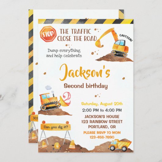 Uitnodiging voor verjaardagsbouw Uitnodiging voor (Voorkant / Achterkant)