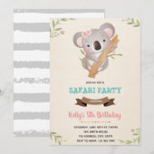 Uitnodiging voor verjaardagsdouche Koala (Voorkant / Achterkant)