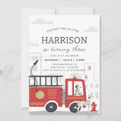 Uitnodiging voor verjaardagsfeest brandweerwagen • (Voorkant)