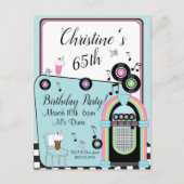 Uitnodiging voor verjaardagsfeest in 1950's Diner  (Voorkant)