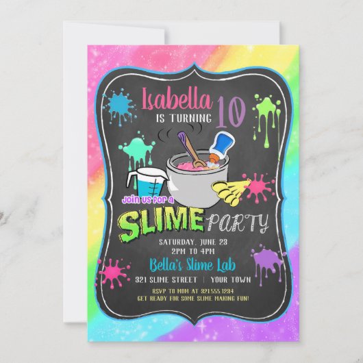 Uitnodiging voor verjaardagsfeest in Slime Time Pa (Voorkant)