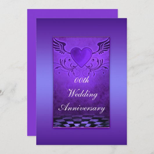 Uitnodiging voor verjaardagsfeest met gevleugeld h (Voorkant / Achterkant)