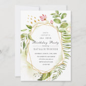 Uitnodiging voor verjaardagsfeest met groene bloem (Voorkant)
