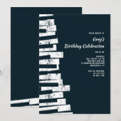 Uitnodiging voor verjaardagsfeest met pianotoetsen (Voorkant / Achterkant)