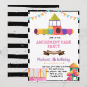 Uitnodiging voor verjaardagsfeest op meisjesspeelp (Voorkant / Achterkant)