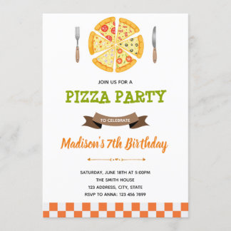 Uitnodiging voor verjaardagsfeest Pizza
