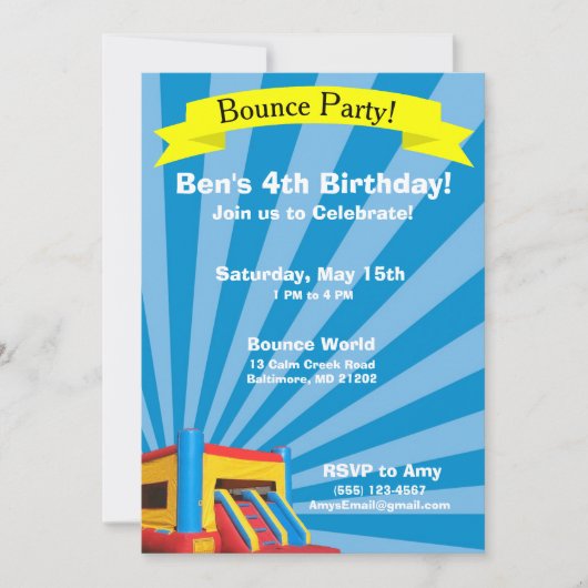 Uitnodiging voor verjaardagsfeest van Bounce (Voorkant)