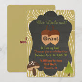 Uitnodiging voor verjaardagsfeest van Cute Nut Woo (Voorkant / Achterkant)