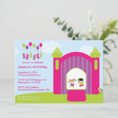 Uitnodiging voor verjaardagsfeest voor meisjes (Staand voorkant)