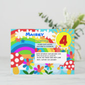 Uitnodiging voor verjaardagsfeestdag in Rainbow (Staand voorkant)