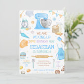 Uitnodiging voor verjaardagsfeestje bakken koken (Staand voorkant)