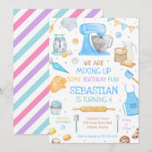 Uitnodiging voor verjaardagsfeestje bakken koken (Voorkant / Achterkant)