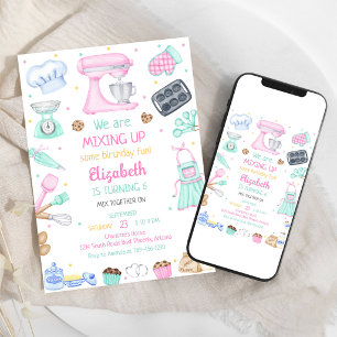 Uitnodiging voor verjaardagsfeestje bakken koken