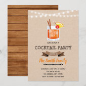 Uitnodiging voor verjaardagsfeestje met cocktailpa (Voorkant / Achterkant)