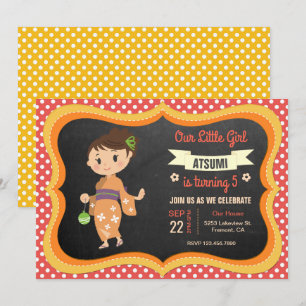 Uitnodiging voor verjaardagsfeestje met cute Japan