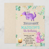 Uitnodiging voor verjaardagsfeestje met draak voor (Voorkant / Achterkant)