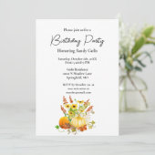 Uitnodiging voor verjaardagsfeestje met herfstthem (Staand voorkant)