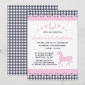 Uitnodiging voor verjaardagsfeestje met pony-thema (Voorkant / Achterkant)