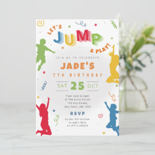 Uitnodiging voor verjaardagsfeestje met trampoline