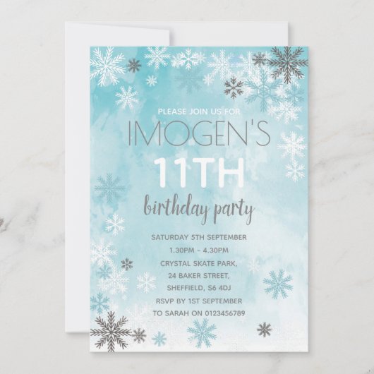 Uitnodiging voor verjaardagsfeestje met winterthem (Voorkant)