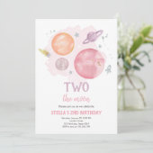 Uitnodiging voor verjaardagsfeestje Outer Space Pl (Staand voorkant)