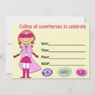 Uitnodiging voor verjaardagsfeestje superheld meis
