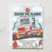Uitnodiging voor verjaardagsfeestje van Firetruck (Voorkant)