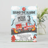 Uitnodiging voor verjaardagsfeestje van Firetruck (Staand voorkant)