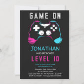 Uitnodiging voor verjaardagsfeestje van gamer Vide (Voorkant)