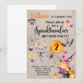 Uitnodiging voor verjaardagsfeestje van heks meisj (Voorkant / Achterkant)