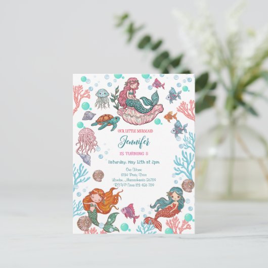 Uitnodiging voor verjaardagsfeestje van Kleine Zee (Staand voorkant)