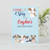 Uitnodiging voor verjaardagsfeestje voor puppy Bla (Staand voorkant)